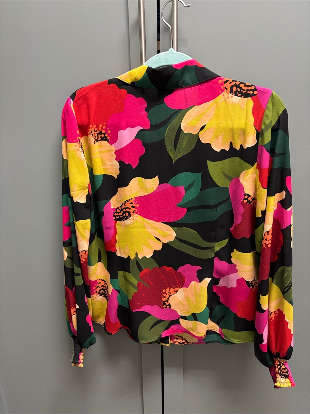 CAbi Black Floral Button-Down Shirt with Pink, Red & Yellow Blooms - Picture 5 of 5
